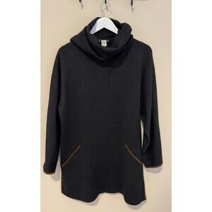 Soft Surroundings Hanna Turtleneck Pullover Tunic Sweater With Suede Trim sz M